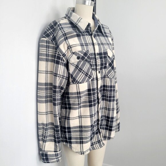 Telluride Sherpa Lined Plaid Flannel Shacket Jacket Cozy Cabincore Layer - Picture 2 of 10